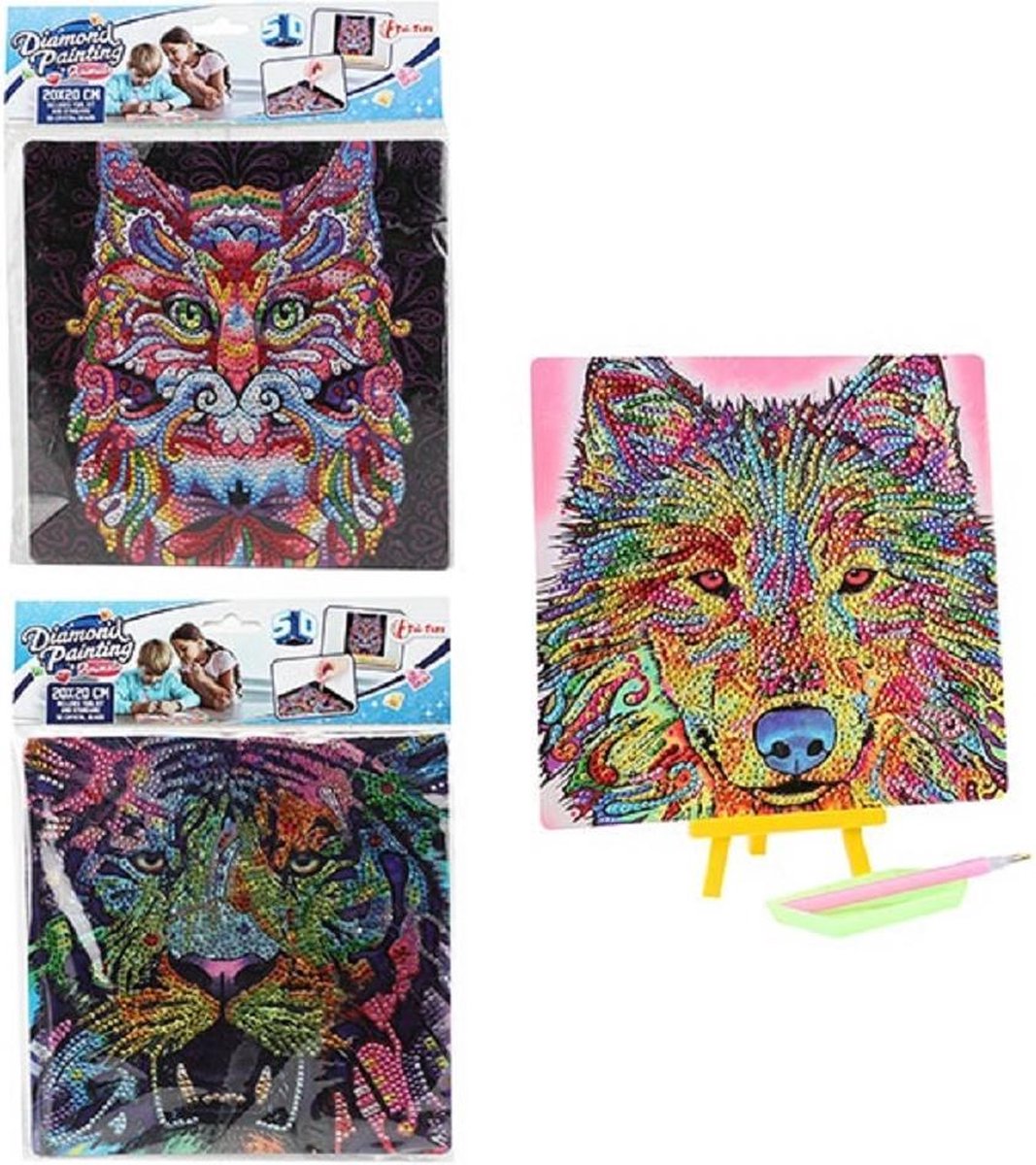 Toi Toys Diamond painting 20x20 CM animals EXTRA glans | diamant schilderen |